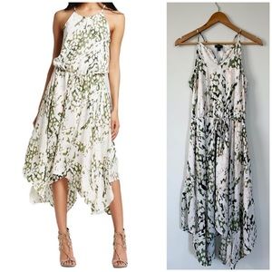 🌿 Watercolor Midi Butterfly Asymmetrical Dress 🌸